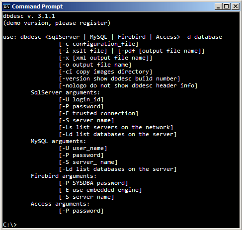 dbdesc command line version