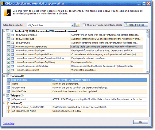 Extended properties editor